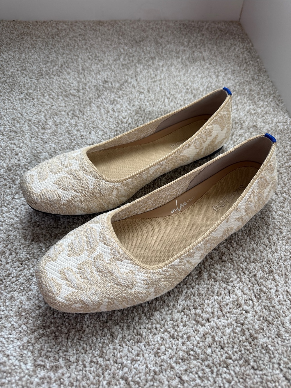 Rothy's Neutral Floral Knit Ballet Flats